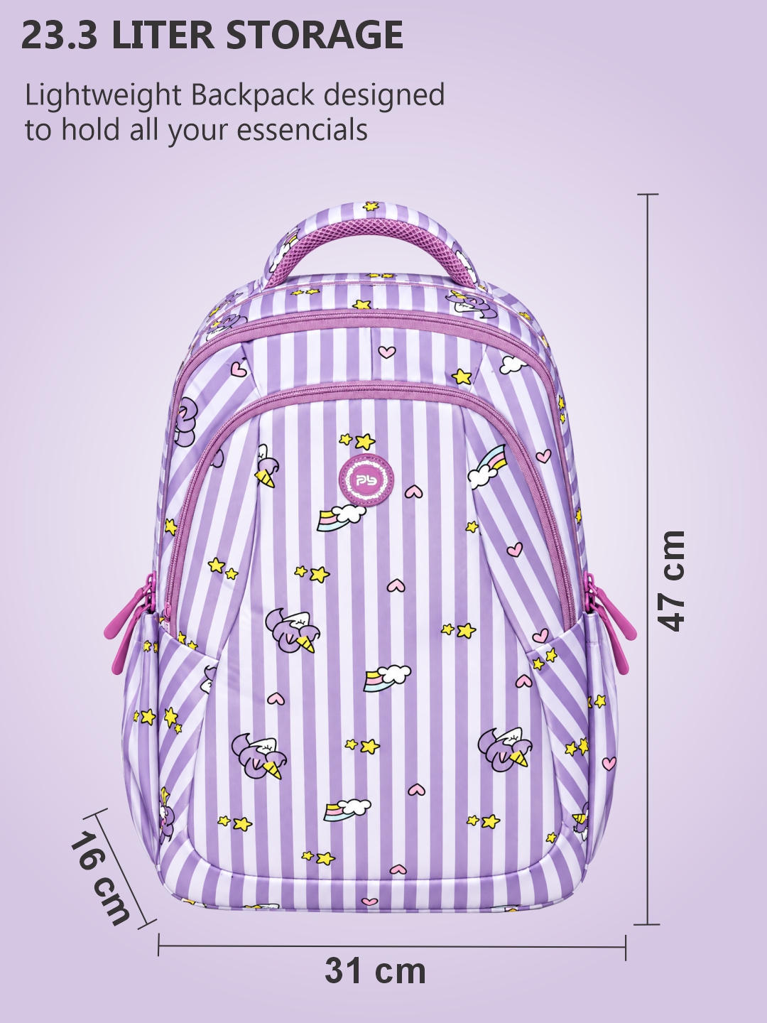PB Pearlbags Polyester Water Resistant 23 L Casual Backpack For School,college & Office For Boys and Girls,Men & Women