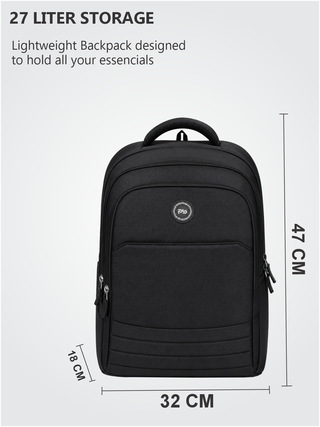 PB Pearl Bags Polyester Water Resistant Solid Casual Backpack With 3 Compartments , 2 Bottle Pocket , 1 Front Pocket|Pack Of 1