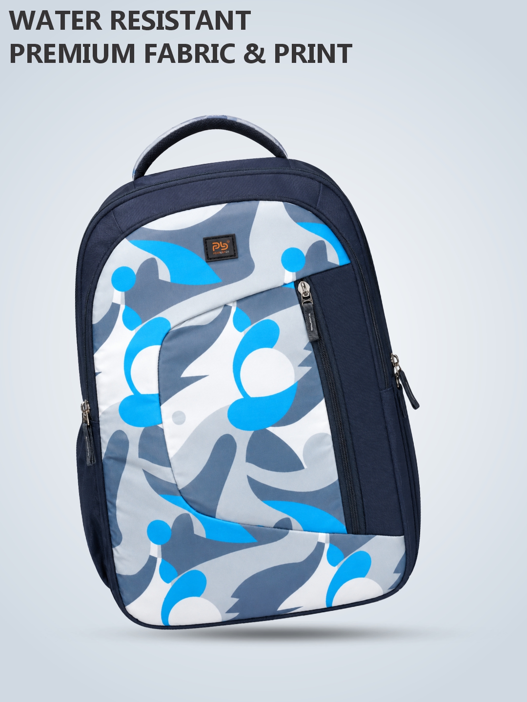 PB Pearl Bags Polyester Water Resistant Printed Casual Backpack Rain Cover And Laptop Sleeve With 3 Compartments , 1 Bottle Pocket , 1 Front Pocket|Pack Of 1