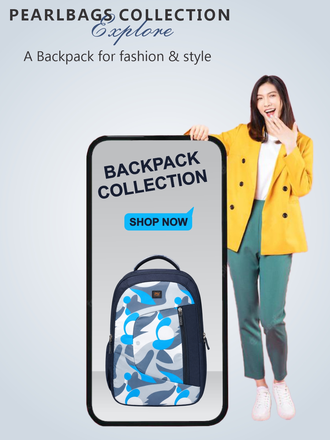 PB Pearl Bags Polyester Water Resistant Printed Casual Backpack Rain Cover And Laptop Sleeve With 3 Compartments , 1 Bottle Pocket , 1 Front Pocket|Pack Of 1