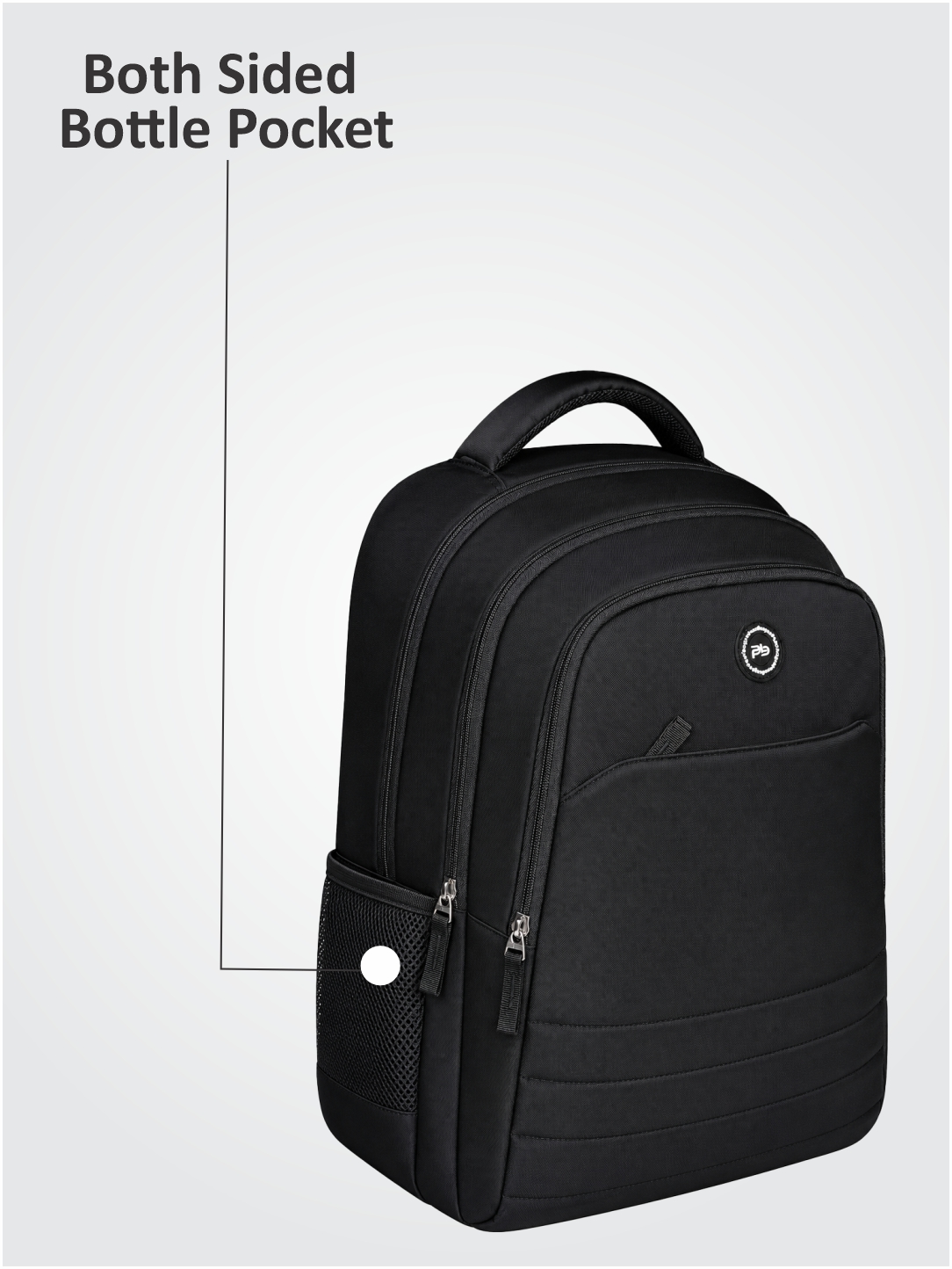 PB Pearl Bags Polyester Water Resistant Solid Casual Backpack With 3 Compartments , 2 Bottle Pocket , 1 Front Pocket|Pack Of 1