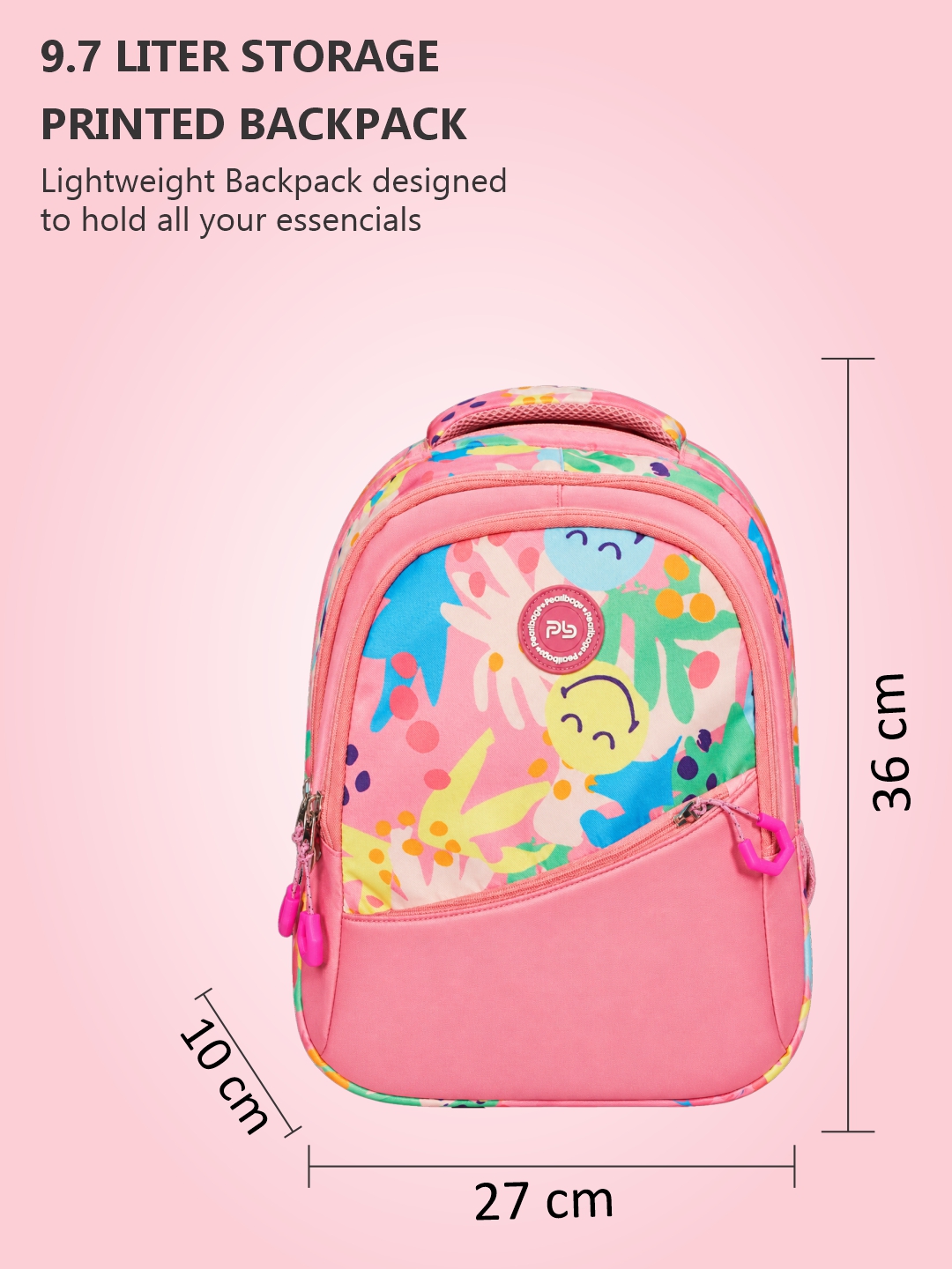 PB Pearlbags Polyester Water Resistant Printed Small Backpack With 3 Compartment For Kids upto 7 Years|10 Litres