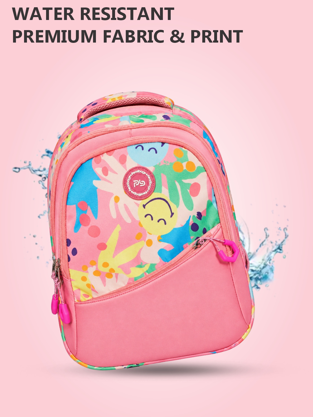 PB Pearlbags Polyester Water Resistant Printed Small Backpack With 3 Compartment For Kids upto 7 Years|10 Litres