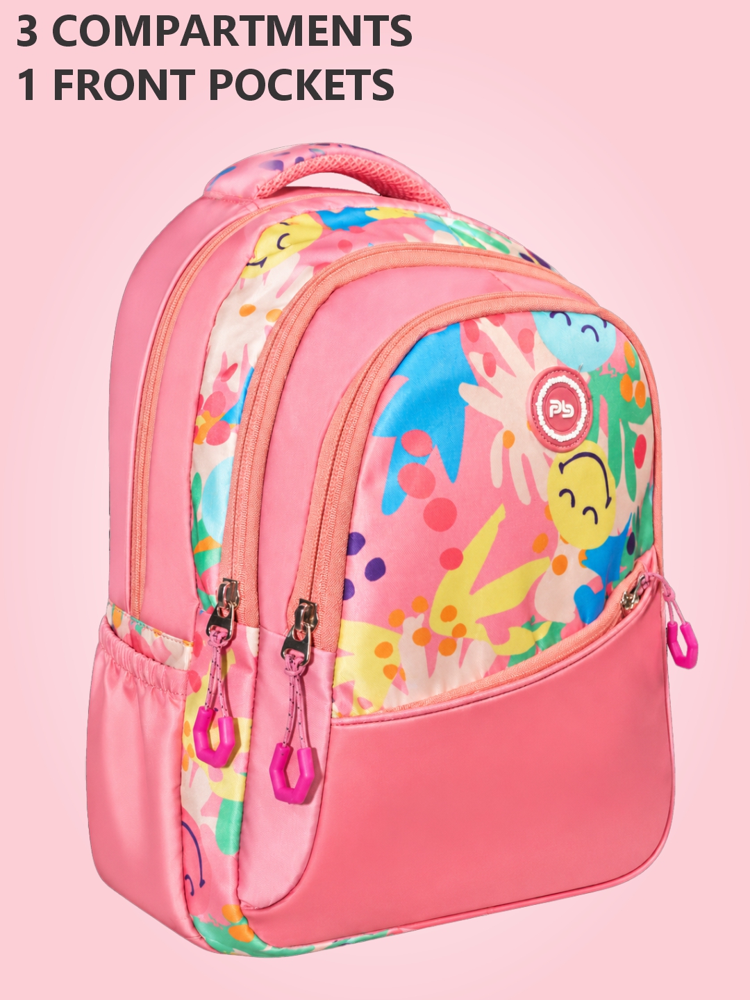 PB Pearlbags Polyester Water Resistant Printed Small Backpack With 3 Compartment For Kids upto 7 Years|10 Litres