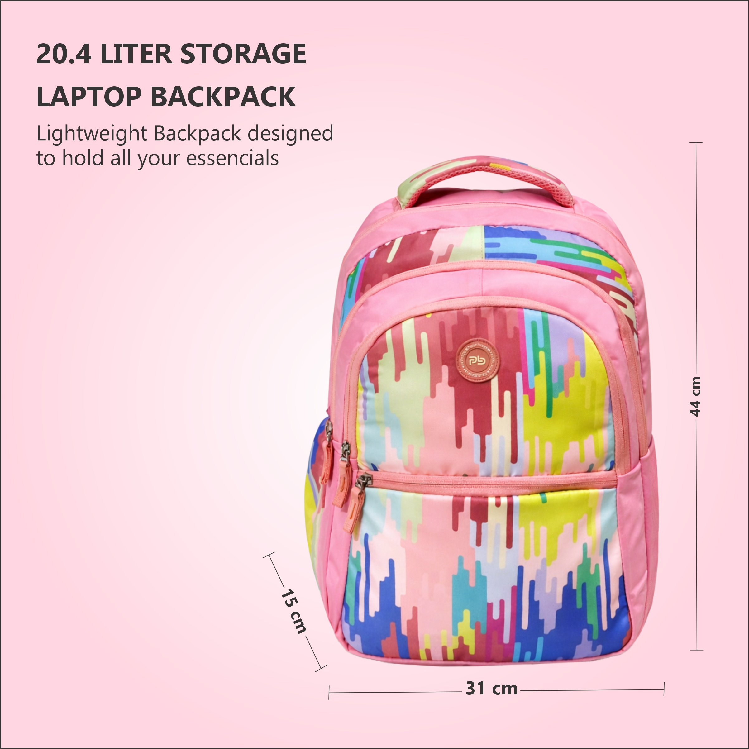 PB Pearlbags Polyester Water Resistant Printed Casual Backpack With 3 Compartment And Laptop Sleeve For Boys,Girls,Men And Women|20.5 Litres