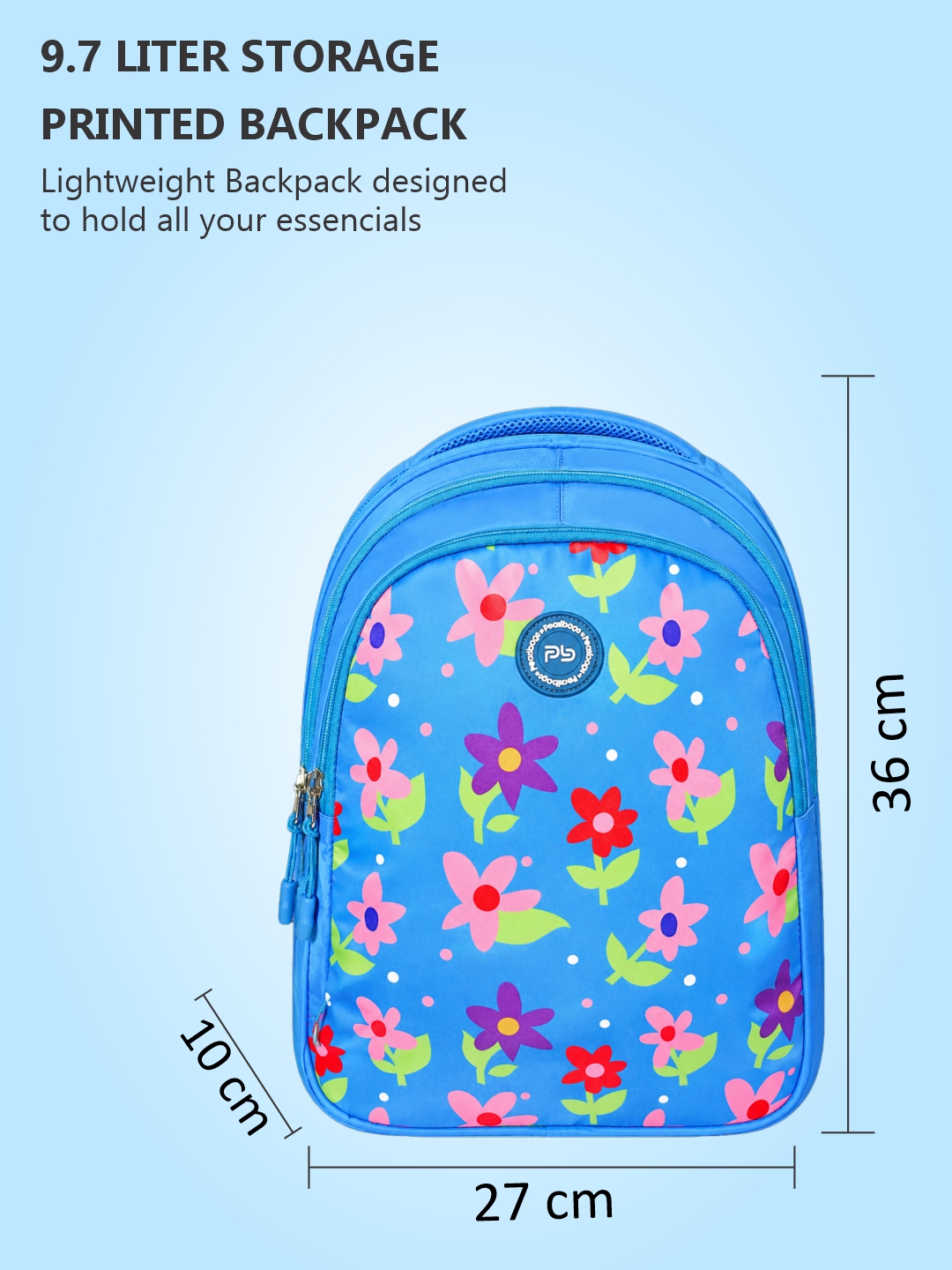 PB Pearlbags Polyester Water Resistant Printed Small Backpack With 3 Compartment For Kids upto 7 Years|10 Litres