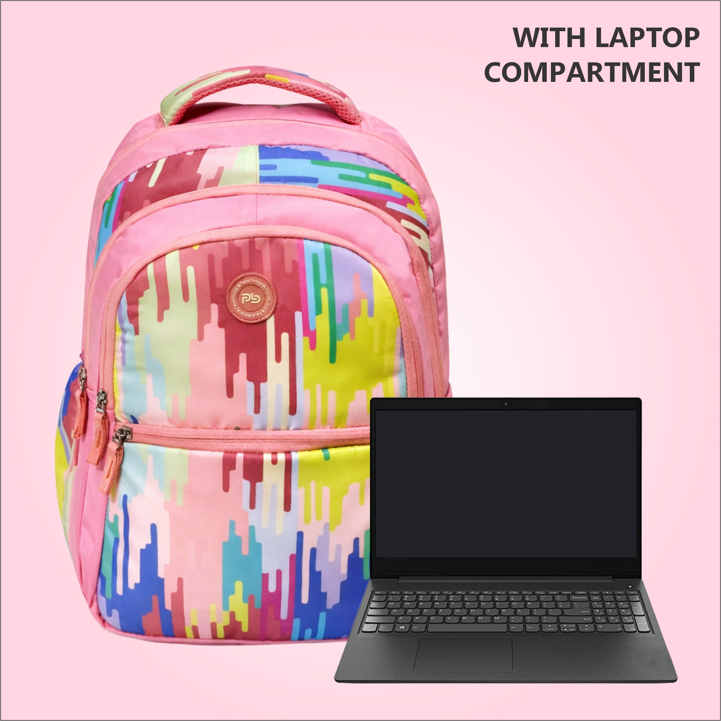PB Pearlbags Polyester Water Resistant Printed Casual Backpack With 3 Compartment And Laptop Sleeve For Boys,Girls,Men And Women|20.5 Litres