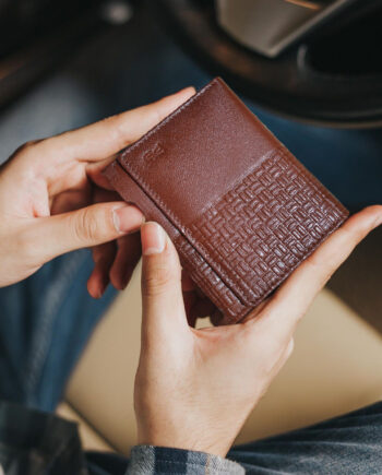 PB Pearlbags Genuine Leather Tri- Fold 8 Card Slots Wallet for Men