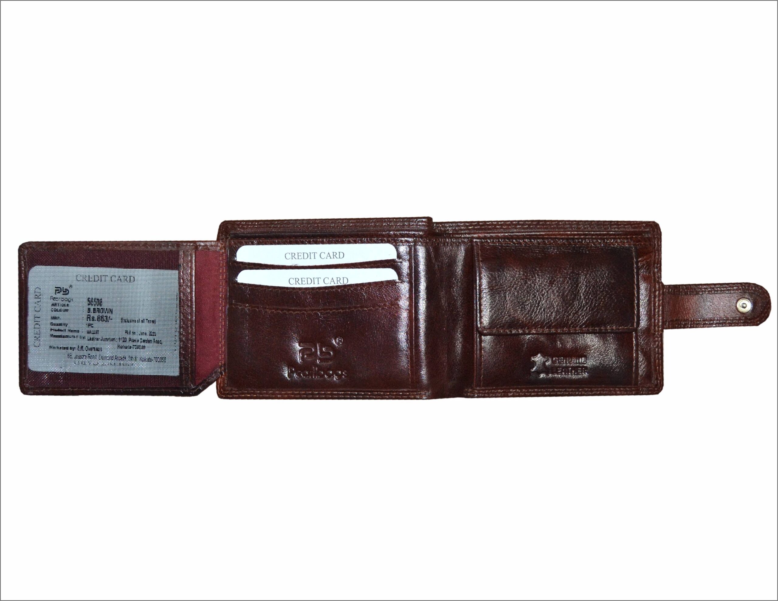 PB Pearlbags Genuine Leather Bi- Fold 4 Card Slots Wallet for Men|Color - B.Brown