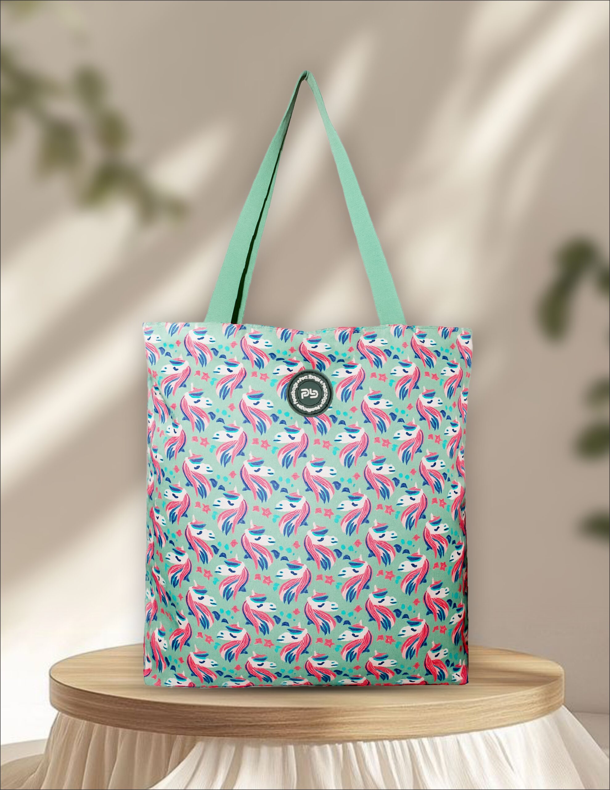PB Pearlbags Tote Bag Crafted With Premium soft-Touch & Water-Repellent Polyester Printed Large Stylish and Durable Trendy for Everyday Use Or Travel For Women or Ladies-39x35x11 cm