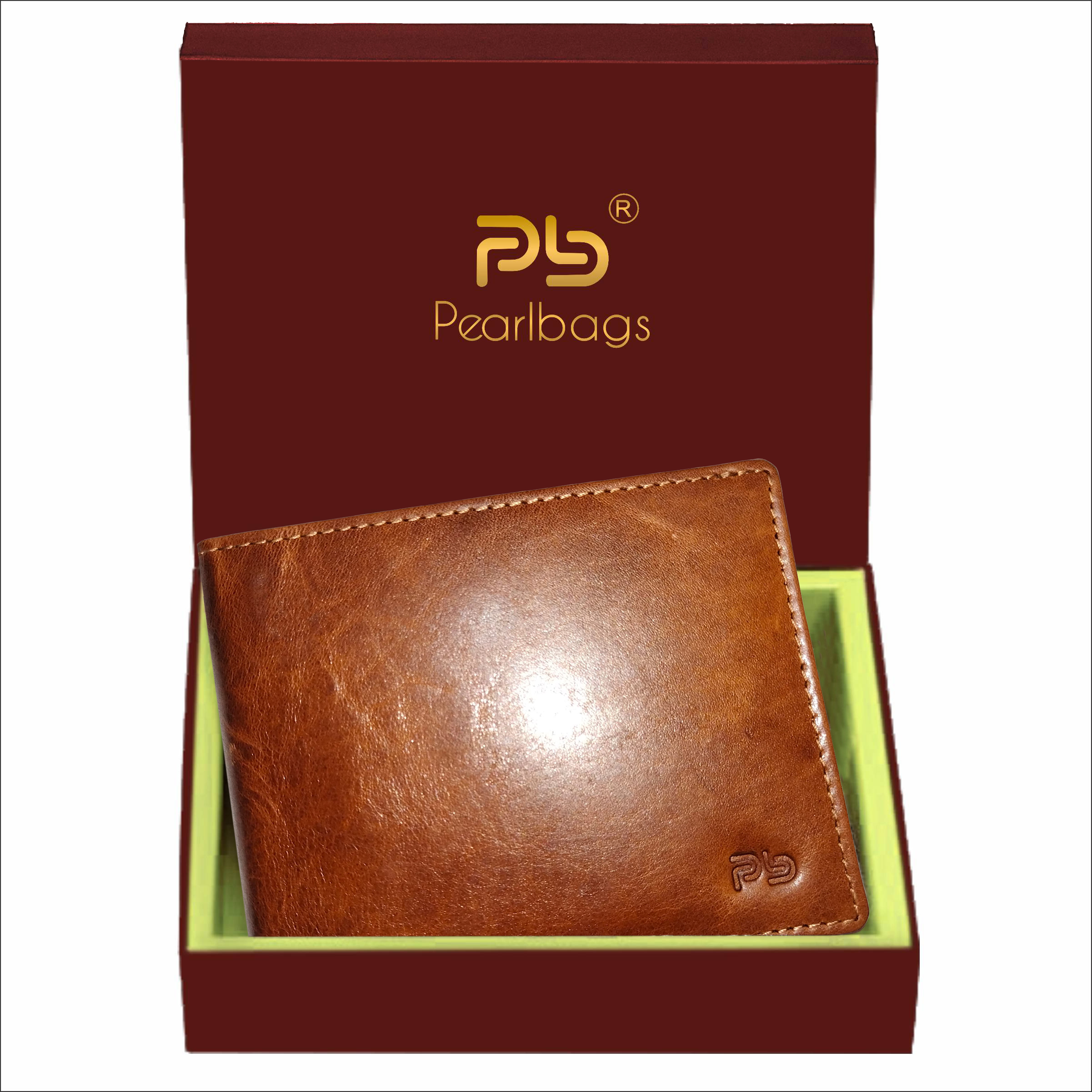 PB Pearlbags Genuine Leather Bi- Fold 11 Card Slots Wallet for Men|Color - Tan