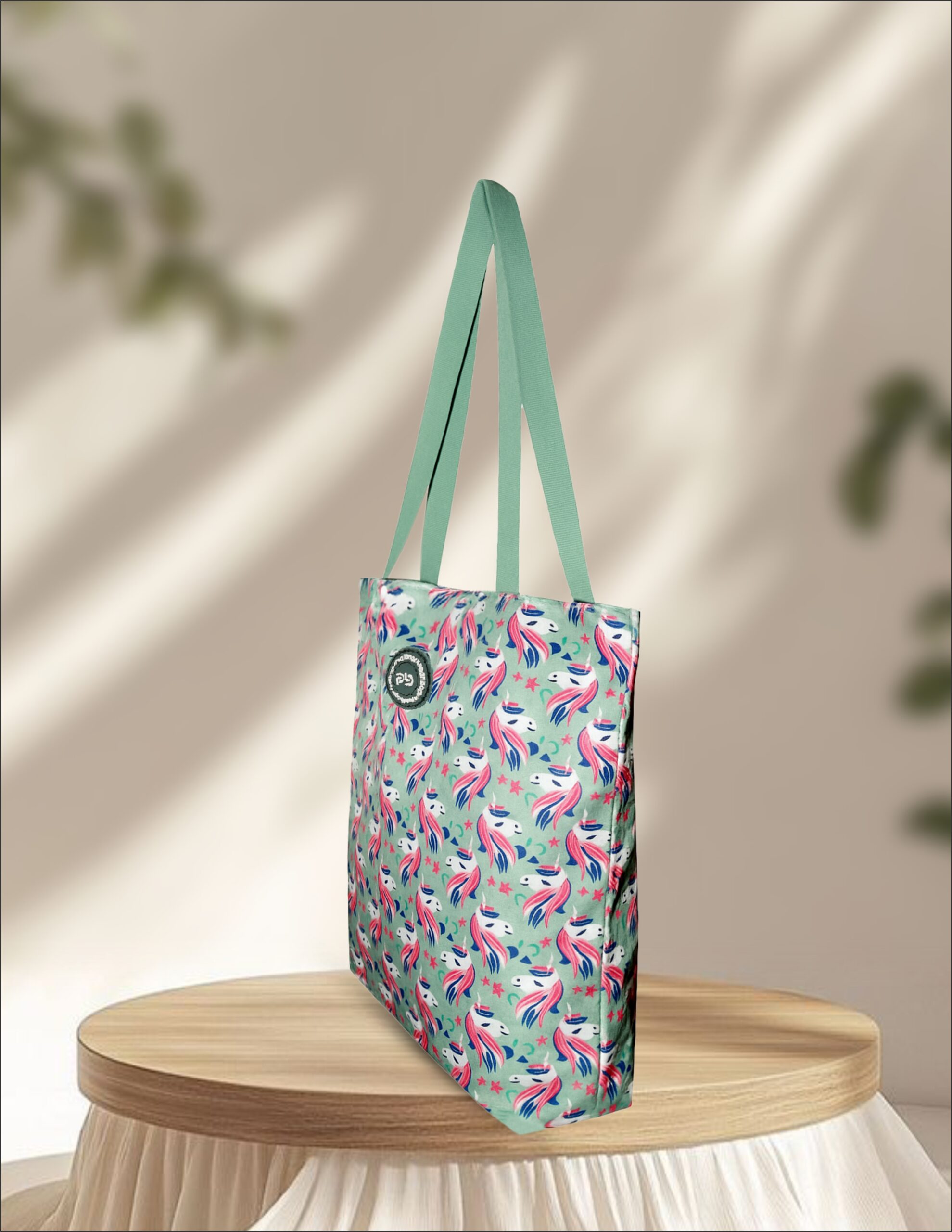 PB Pearlbags Tote Bag Crafted With Premium soft-Touch & Water-Repellent Polyester Printed Large Stylish and Durable Trendy for Everyday Use Or Travel For Women or Ladies-39x35x11 cm