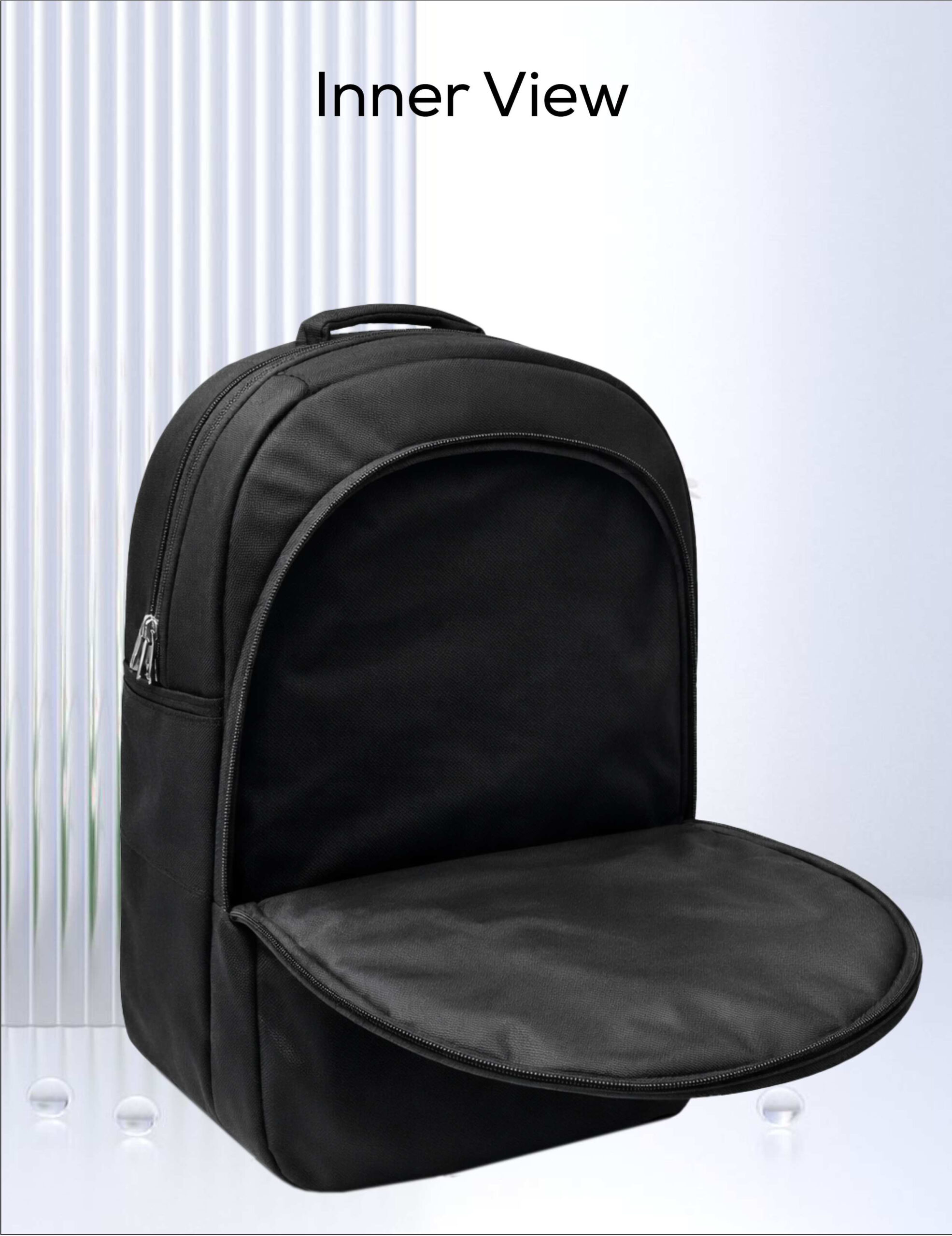 PB Pearlbags Polyester Water Resistant Solid Backpack With Padded Laptop Sleeve, Capacity 27 Liters-Black