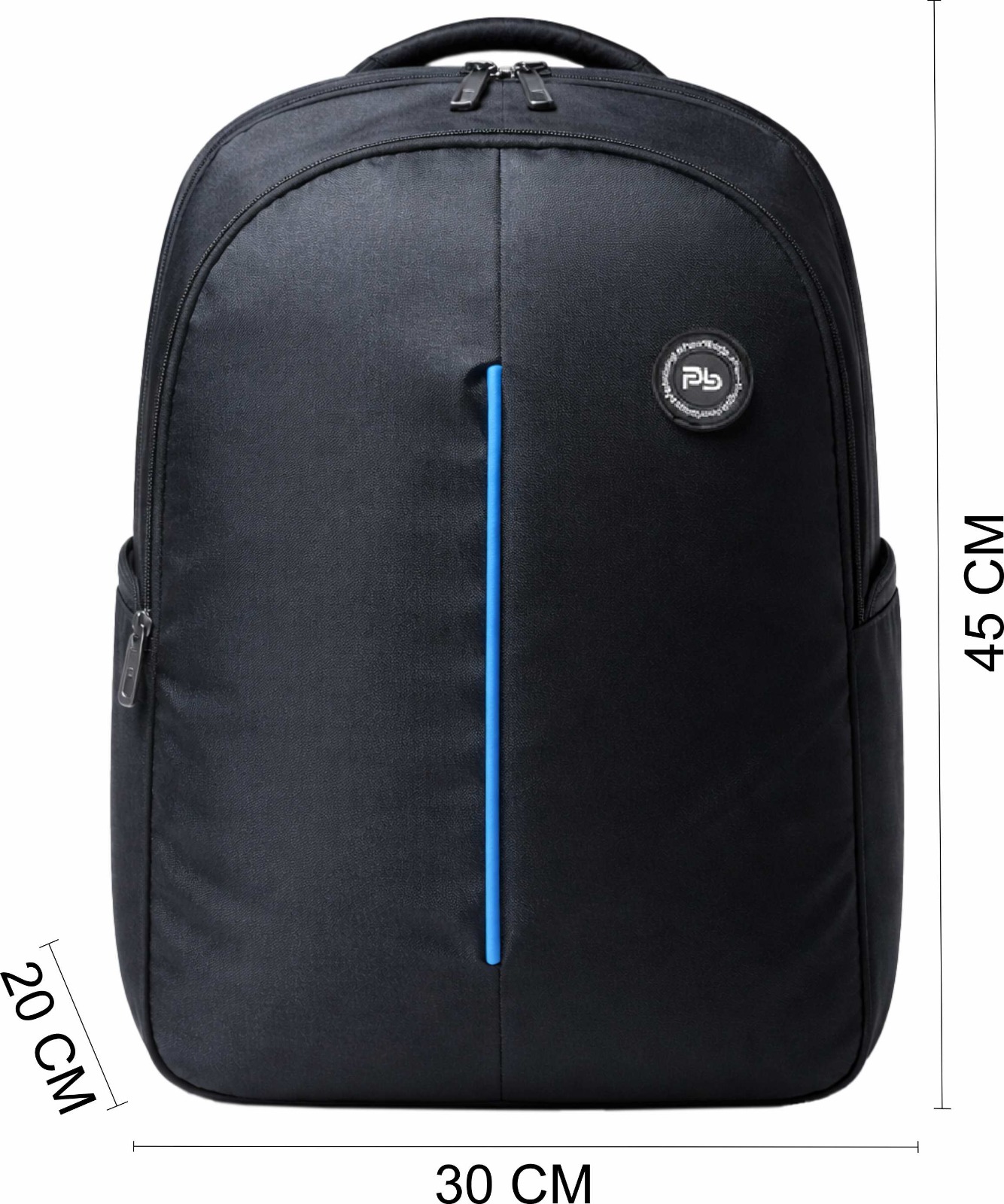 PB Pearlbags Polyester Water Resistant Solid Backpack With Padded Laptop Sleeve, Capacity 27 Liters-Black