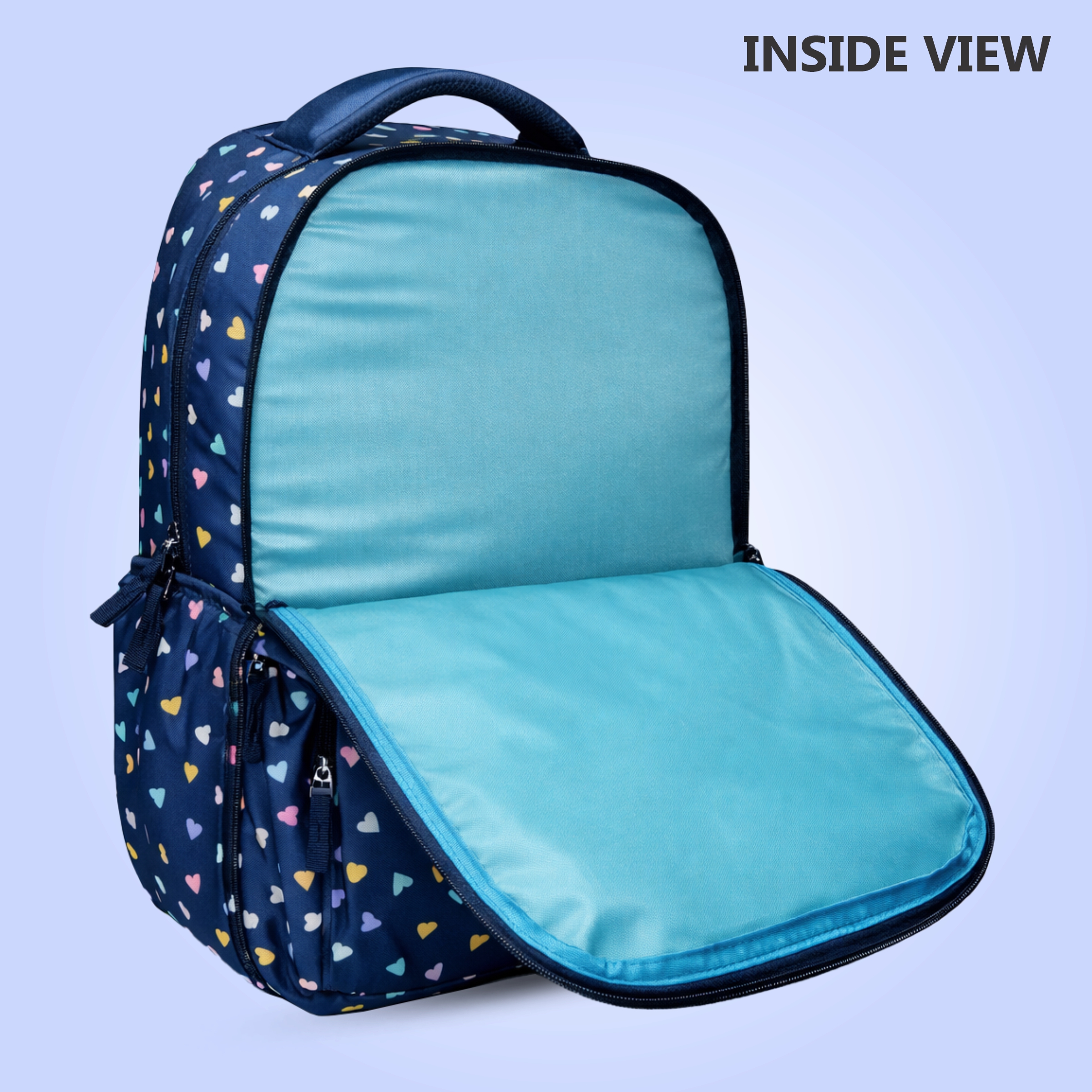 PB Pearlbags Premium Polyester 21L Water Resistant Casual Backpack With 3 Compartments, 1 Front Pocket, 1 Water Bottle Pocket For Girls/Boys 40x29x18.5 Cms