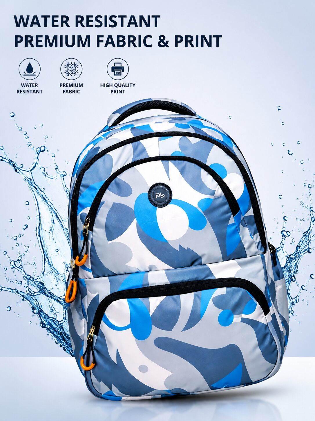 PB Pearlbags Premium Polyester 26L Water Resistant Casual Backpack With 2 Compartments, 2 Front Pocket, 1 Water Bottle Pocket For Men/Women/Girls/Boys Cms