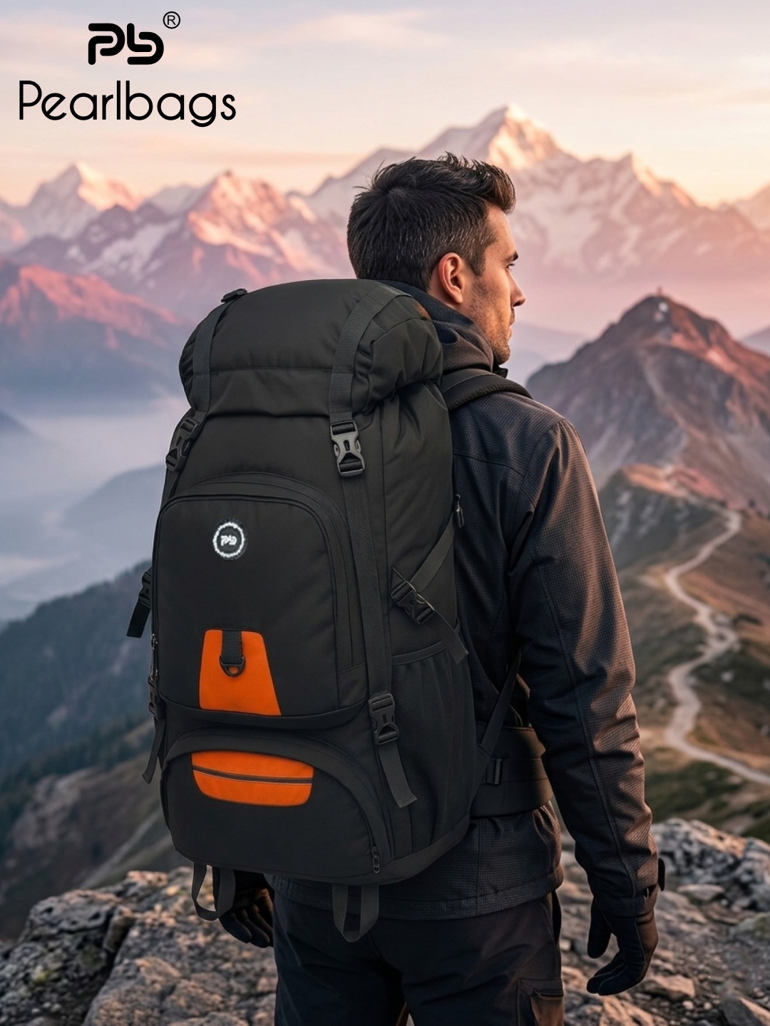 PB Pearlbags SummitPro 76.5L Waterproof Trekking Rucksack Backpack with Hip Belt, Adjustable Shoulder Straps, 5 Pockets & 2 Bottle Holders for Hiking, Camping, Travel & Outdoor Adventures