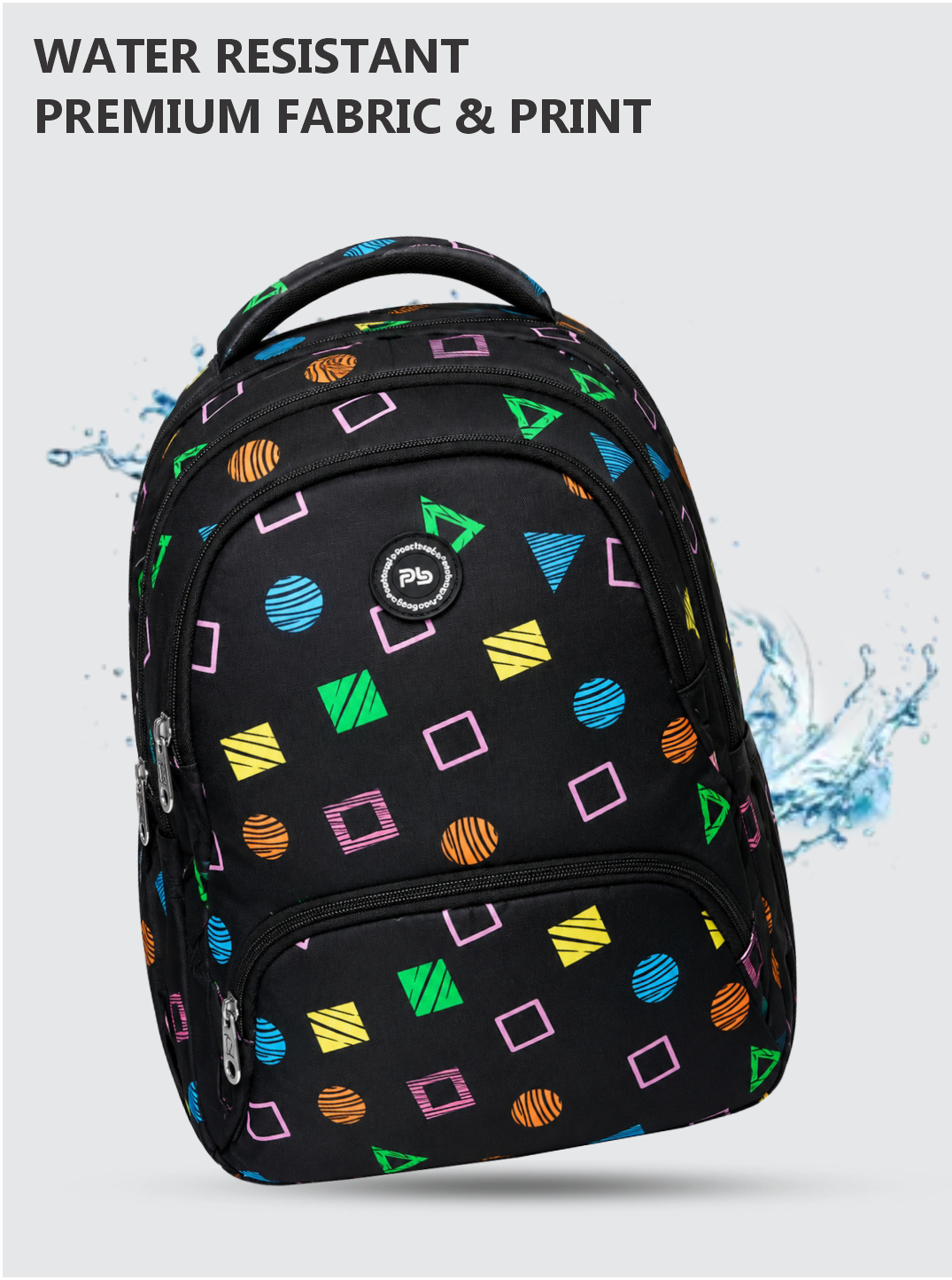 PB Pearlbags Water Resistant Polyester Backpack With 3 Compartment, 1 Front Pocket, 1 Water Bottle Pocket|Capacity 15 L