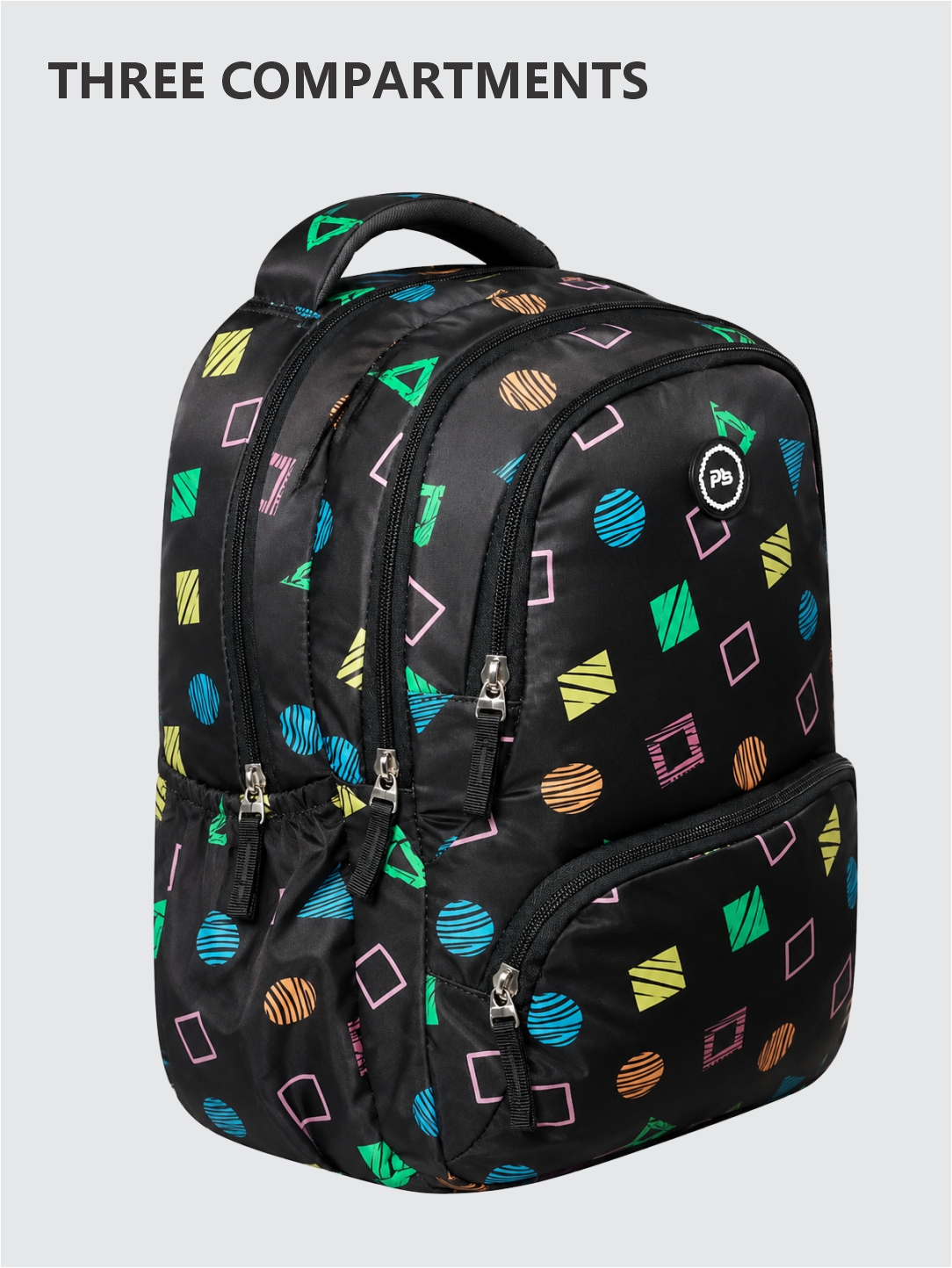 PB Pearlbags Water Resistant Polyester Backpack With 3 Compartment, 1 Front Pocket, 1 Water Bottle Pocket|Capacity 15 L