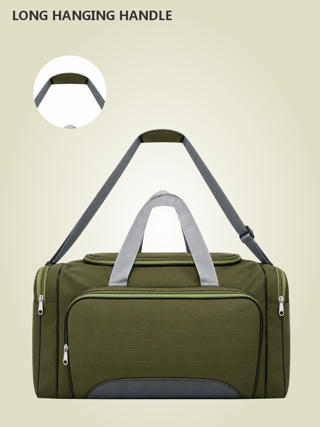PB Pearlbags 20-Inch Olive Green Travel Duffle Bag ? 33L Water-Resistant Polyester Weekend Travel & Gym Bag