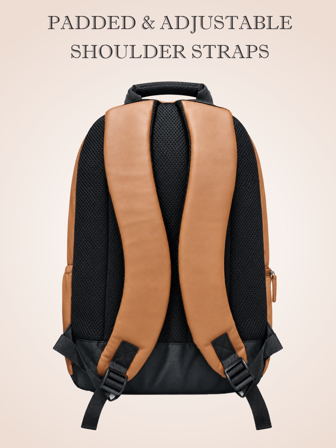 PB Pearlbags Faux Leather Laptop Backpack for Men & Women, Water-Resistant 14L Office and Travel Bag with Padded Laptop Sleeve, 2 Compartments & Bottle Pocket