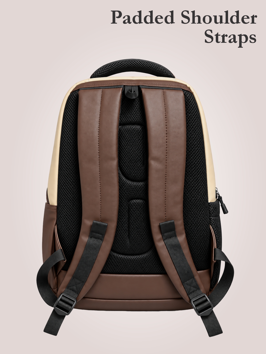 PB Pearlbags Faux Leather Laptop Backpack for Men & Women, 29.4L Water-Resistant Office & Travel Bag with Padded Laptop Sleeve, 2 Compartments & Multiple Pockets