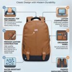 PB Pearlbags Faux Leather Laptop Backpack for Men & Women, Water-Resistant 14L Office and Travel Bag with Padded Laptop Sleeve, 2 Compartments & Bottle Pocket - Thumbnail Image 8