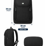 PB Pearlbags 22L Water-Resistant Urban Travel Laptop Backpack for Men & Women, 15.6-Inch Laptop Sleeve, USB Charging Port, 180° Flat-Opening Design, Black - Thumbnail Image 3